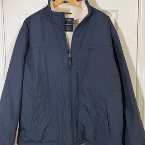 Men’s XL Nautical light weight fleece lined navy blue jacket